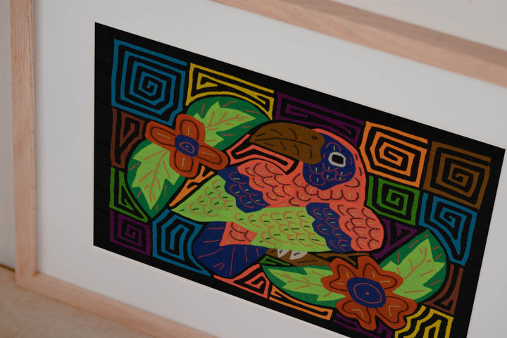 orange-fronted Parrot with Flowers and Leaves Mola