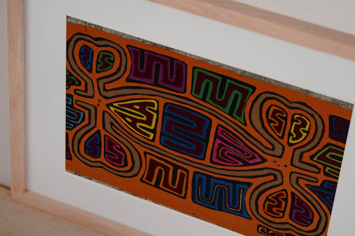 Classic Orange And Brown Cayuco With Outrigger Mola