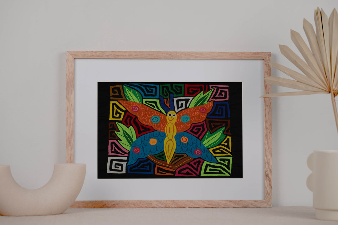 Fantasy Orange Blue And Yellow Happy Butterfly Mola