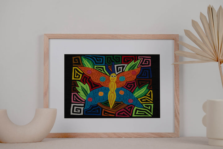 Fantasy Orange Blue And Yellow Happy Butterfly Mola