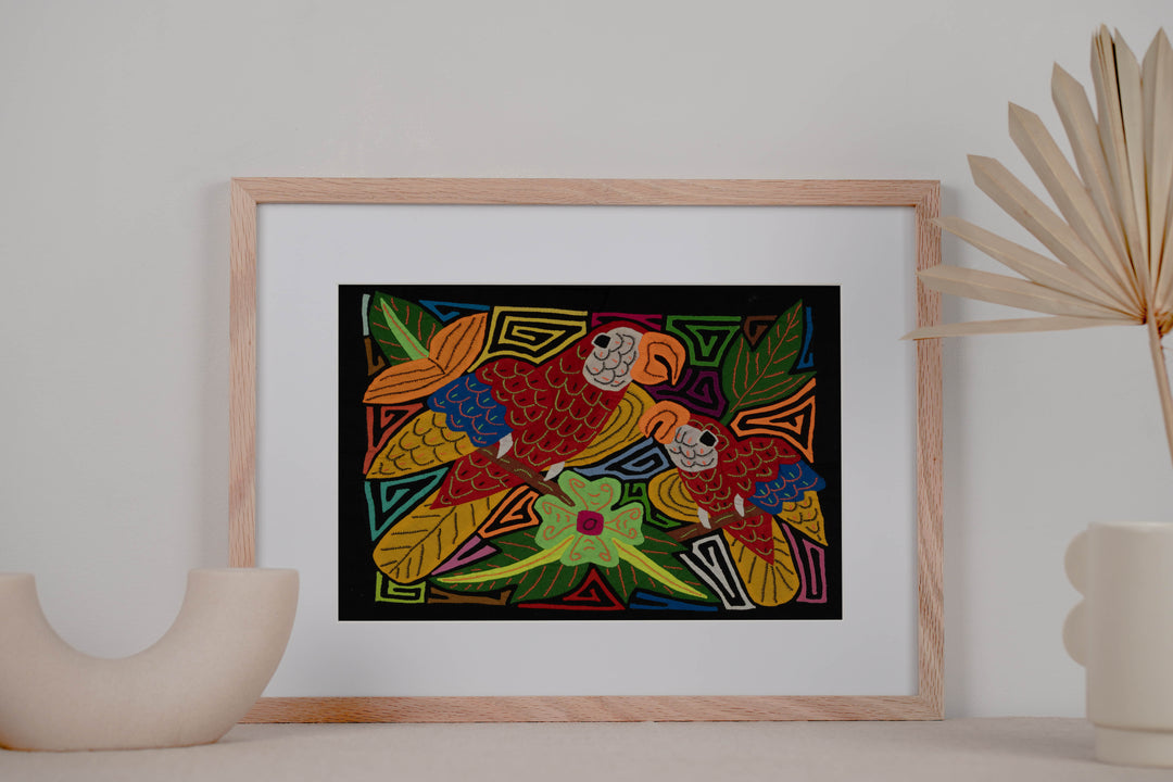 Fantasy Red Blue And Yellow Two Parrot Bird Mola