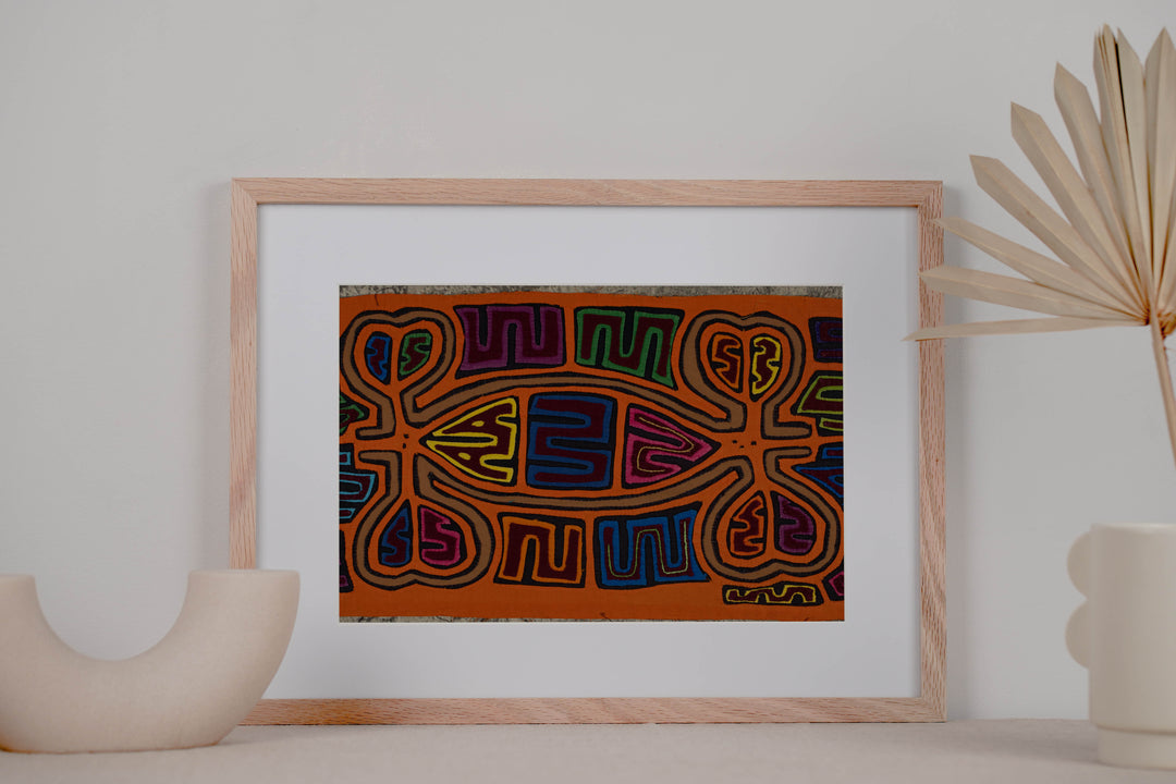 Classic Orange And Brown Cayuco With Outrigger Mola