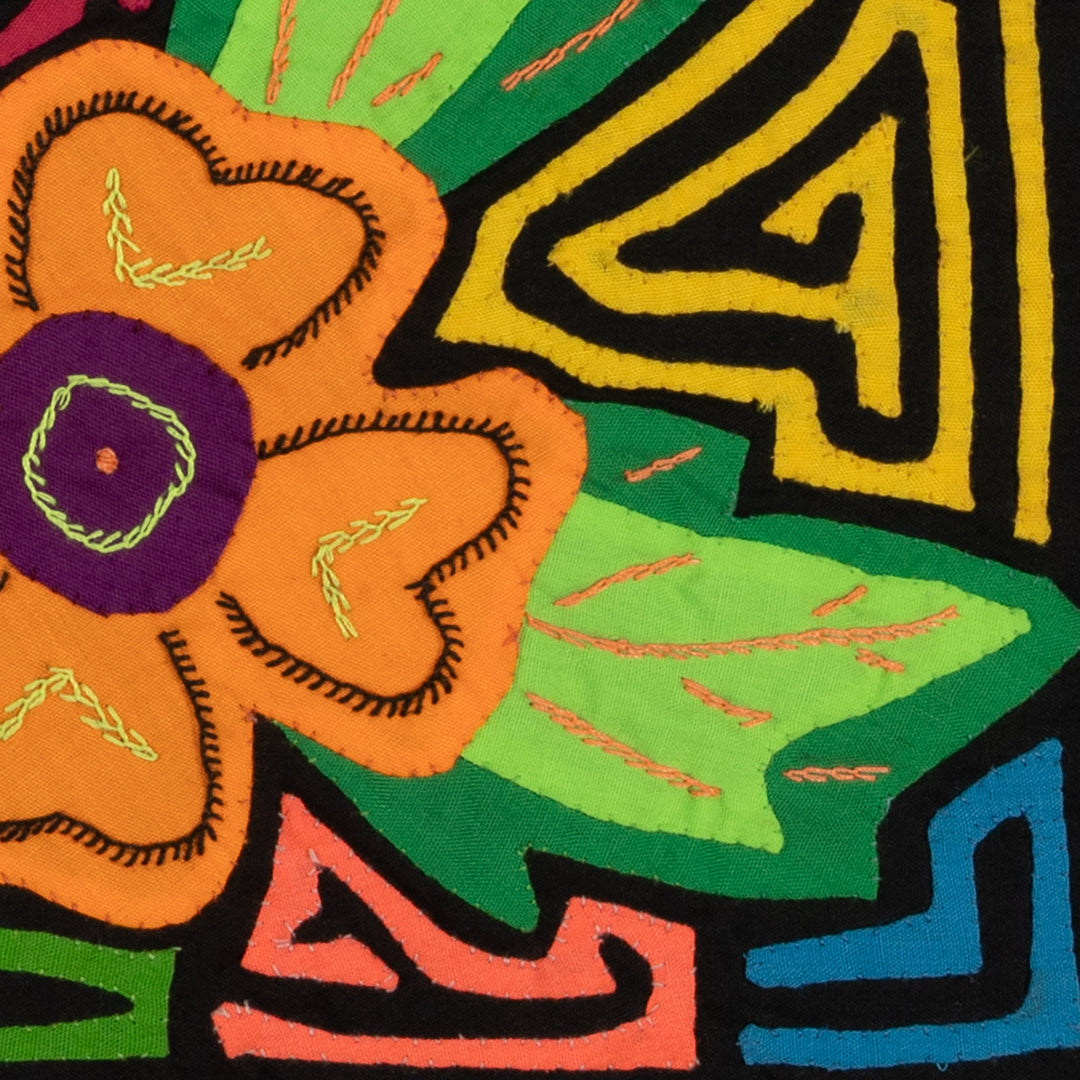 Jungle Parrot with Yellow and Blue Feathers Mola