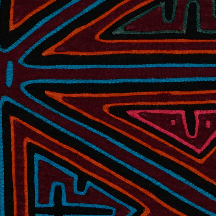 Traditional Burgundy Orange And Turquiose Classic Mola