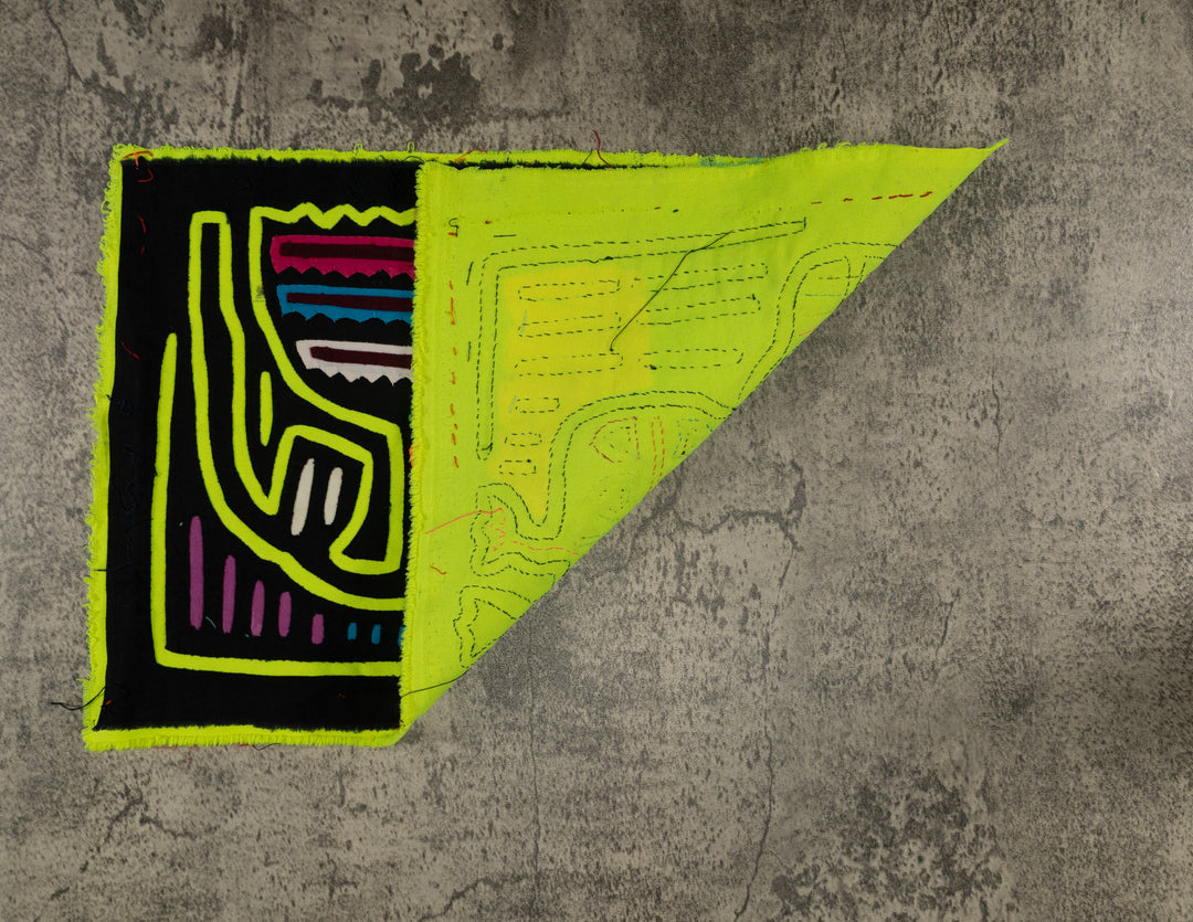 Black And Chartruce Jungle Critter Mola