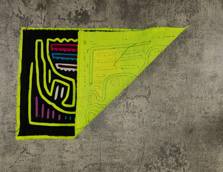 Black And Chartruce Jungle Critter Mola