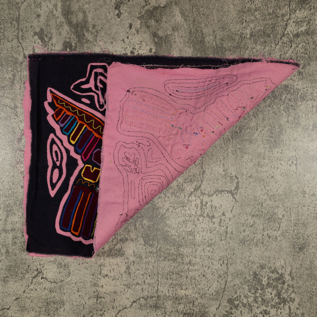 Traditional Black And Pink Peace Dove Mola