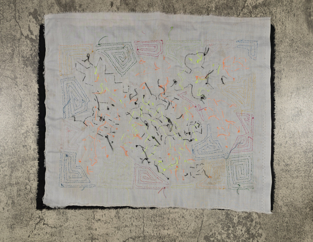 Jungle Parrot with Yellow and Blue Feathers Mola