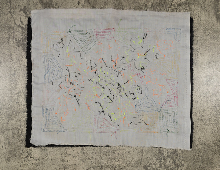 Jungle Parrot with Yellow and Blue Feathers Mola