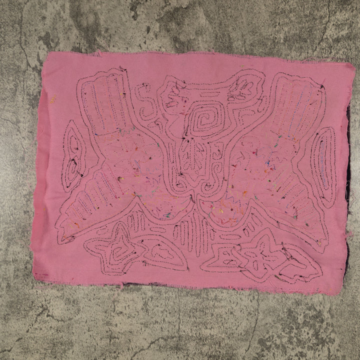 Traditional Black And Pink Peace Dove Mola