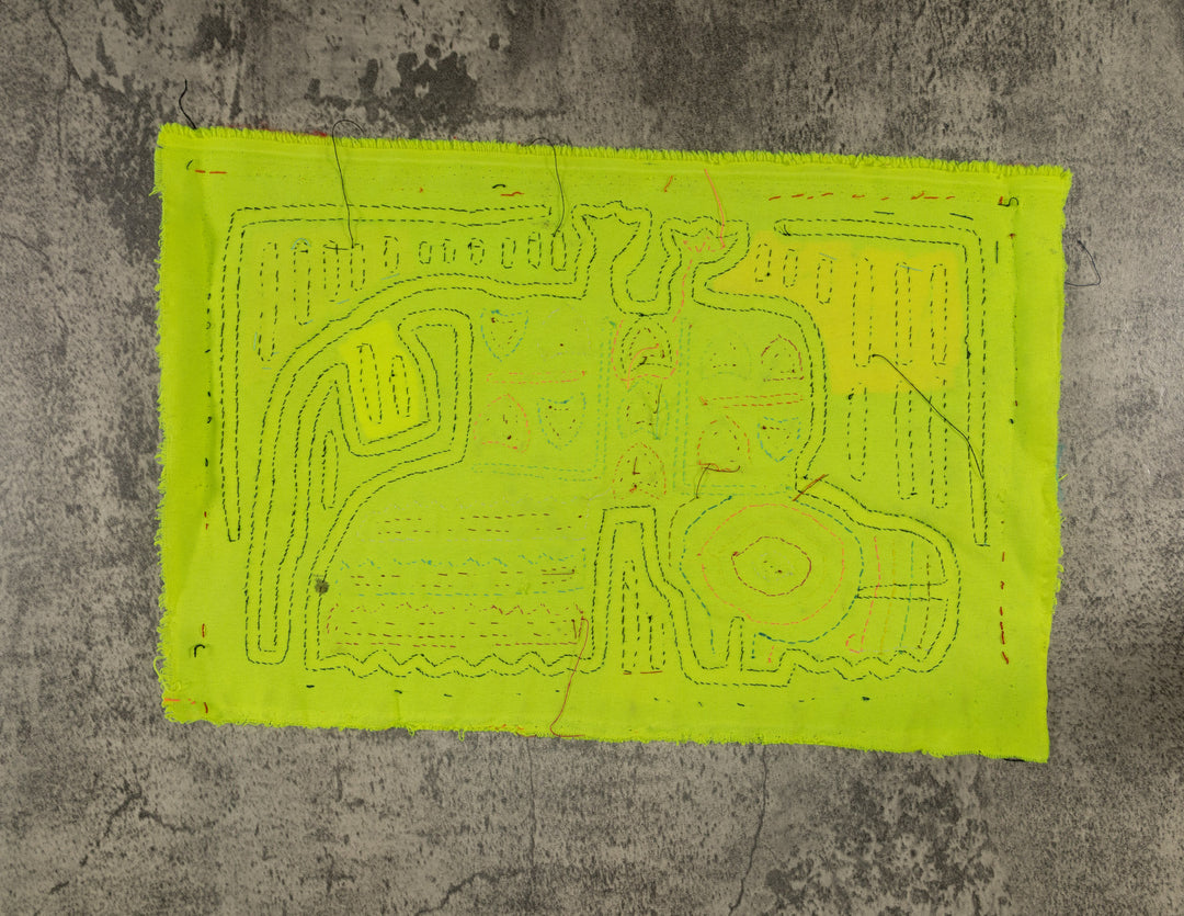 Black And Chartruce Jungle Critter Mola