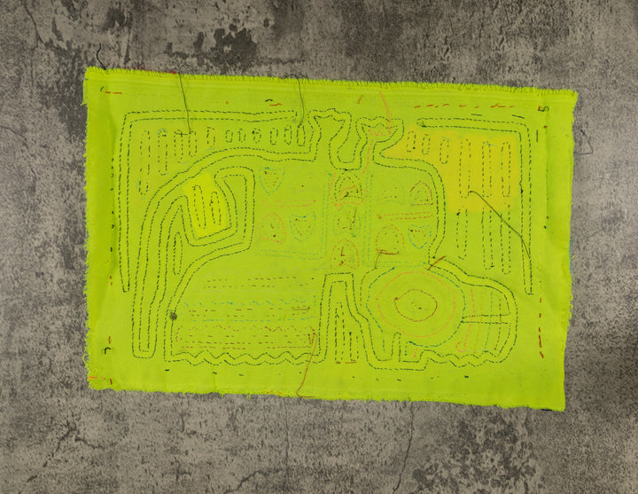 Black And Chartruce Jungle Critter Mola