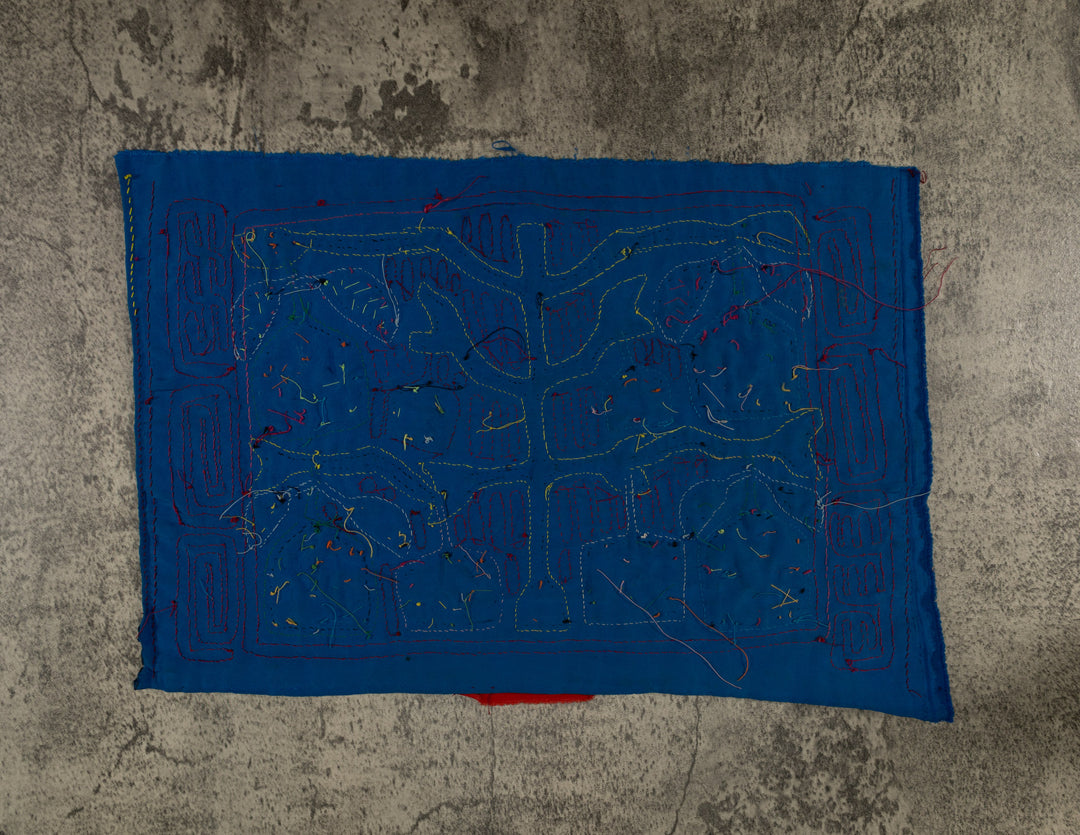 Vintage Red And Blue Autumn Leaf Mola