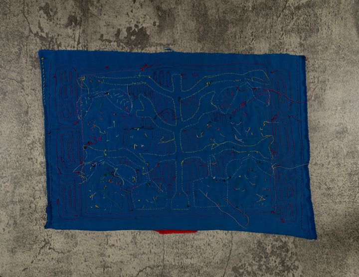 Vintage Red And Blue Autumn Leaf Mola