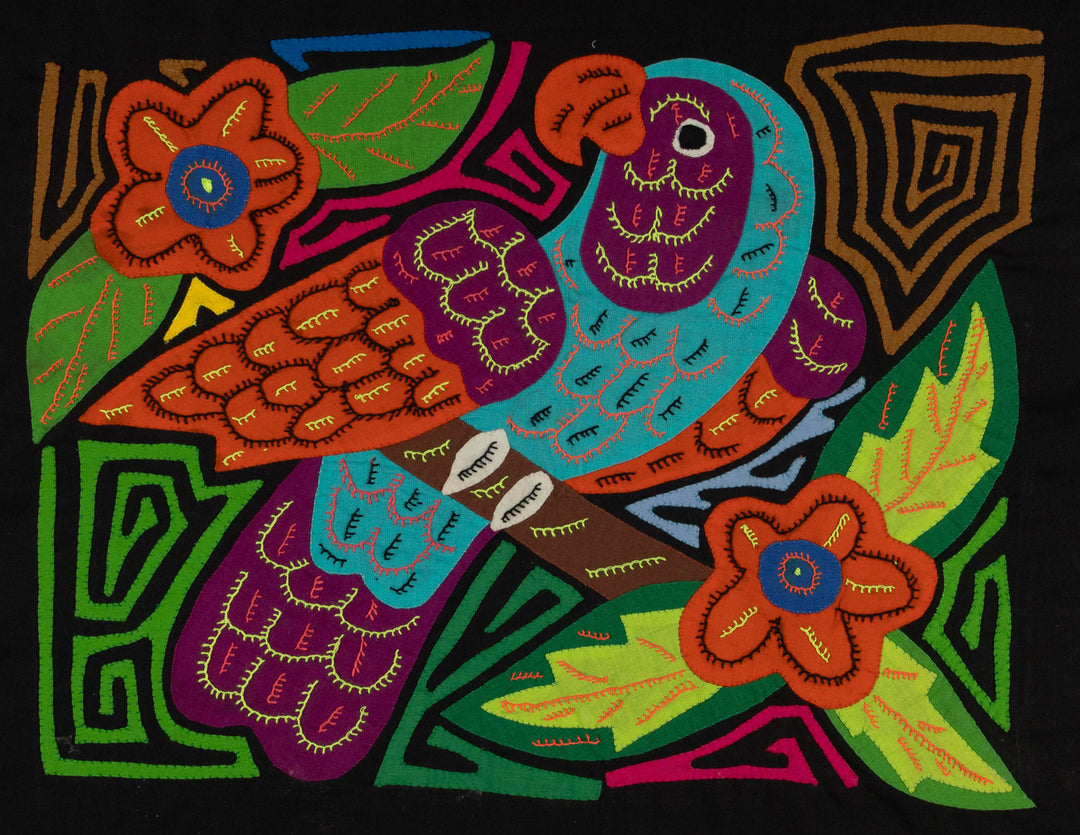 Blue-headed Parrot with Orange Flowers Mola