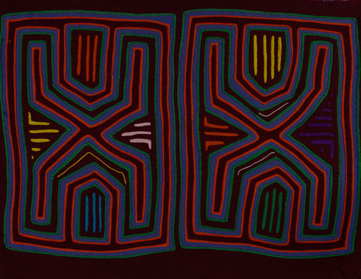 Traditional Burgundy Orange And Blue Dos XX Mola