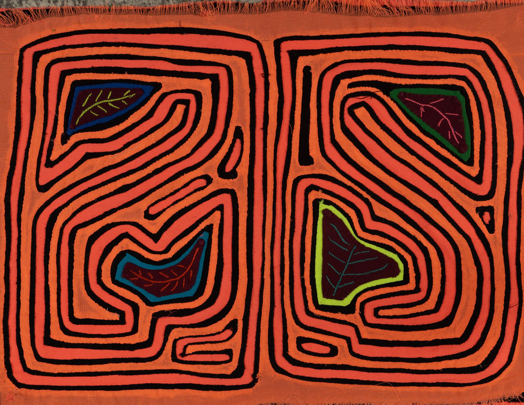 Vintage Orange And Black Autumn Leaf Mola