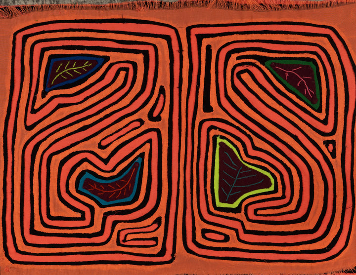 Vintage Orange And Black Autumn Leaf Mola