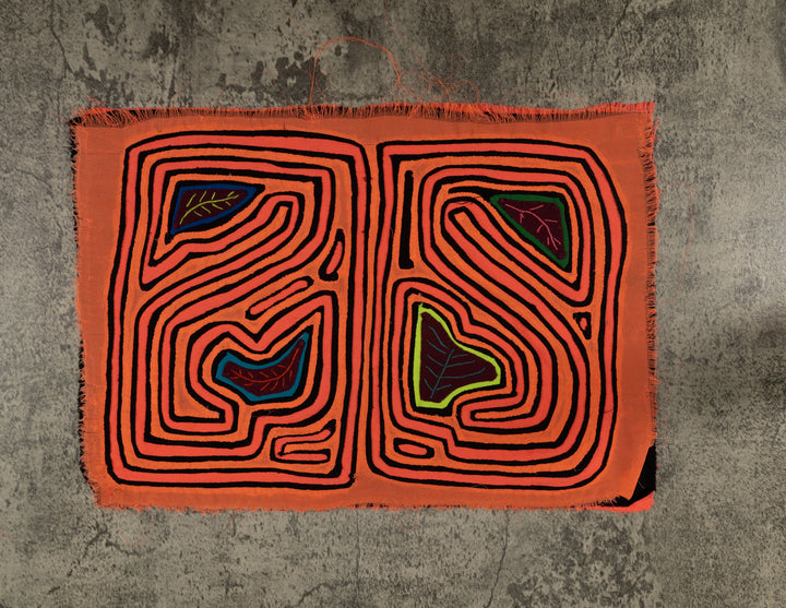 Vintage Orange And Black Autumn Leaf Mola