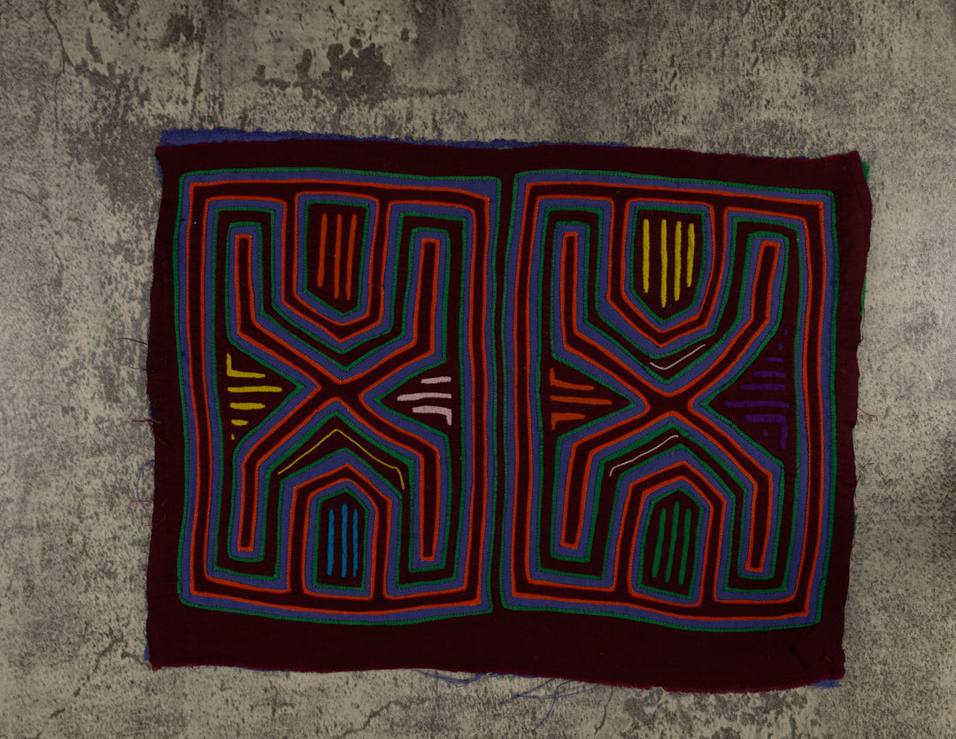 Traditional Burgundy Orange And Blue Dos XX Mola