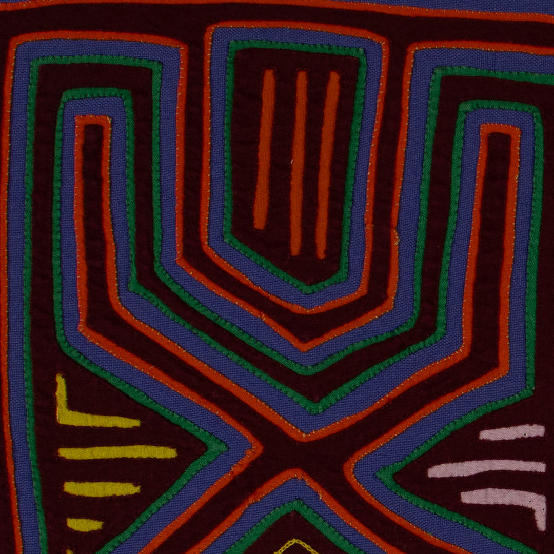 Traditional Burgundy Orange And Blue Dos XX Mola