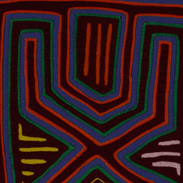 Traditional Burgundy Orange And Blue Dos XX Mola