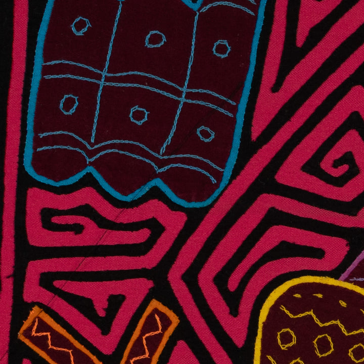 Traditional Pink And Black Musical Instrument Mola