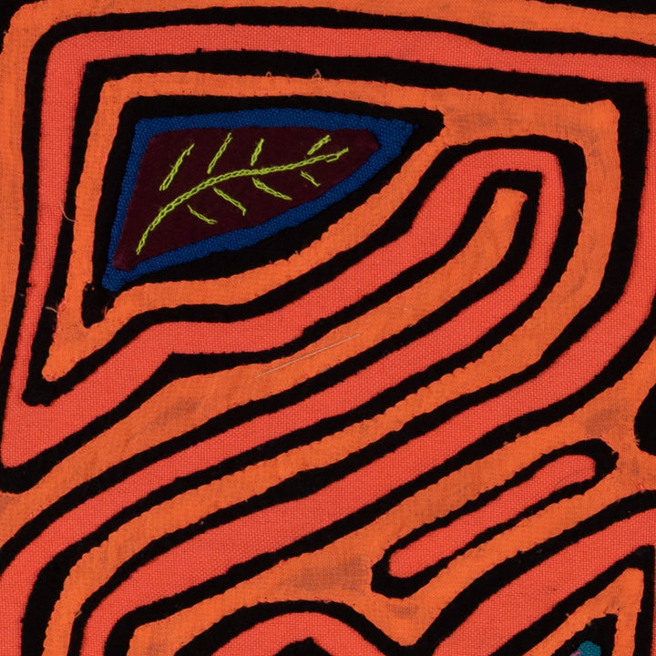 Vintage Orange And Black Autumn Leaf Mola