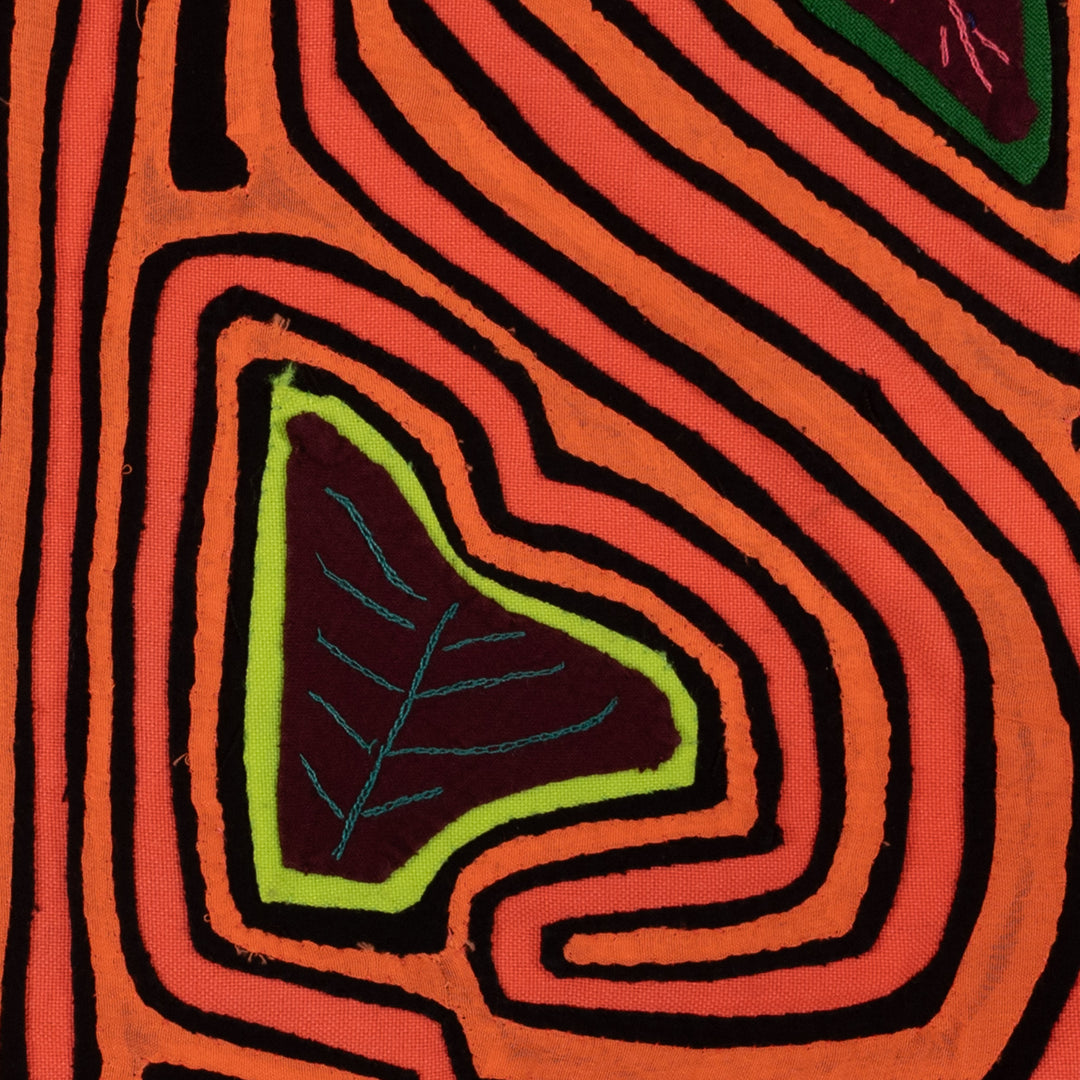 Vintage Orange And Black Autumn Leaf Mola