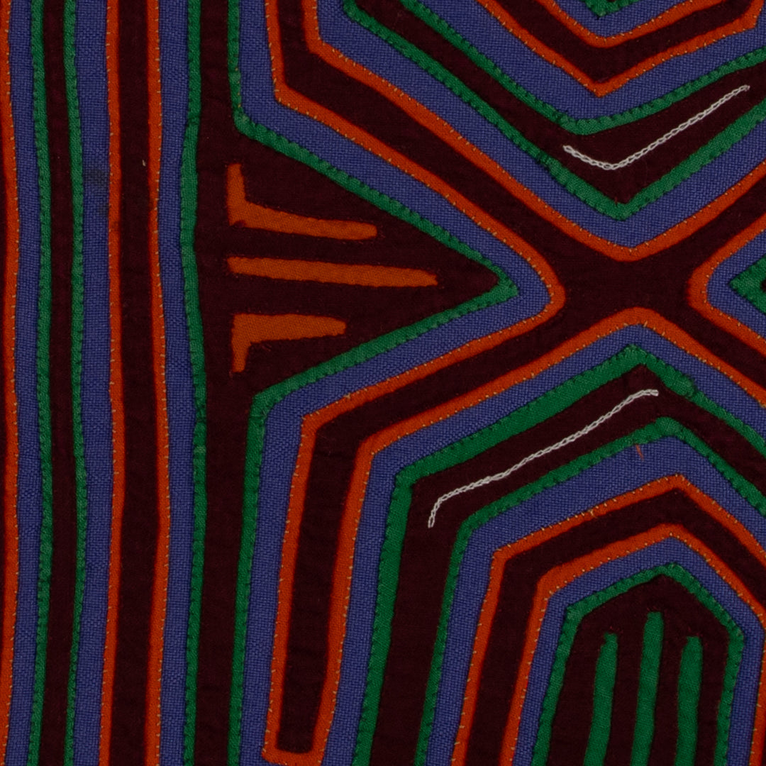 Traditional Burgundy Orange And Blue Dos XX Mola