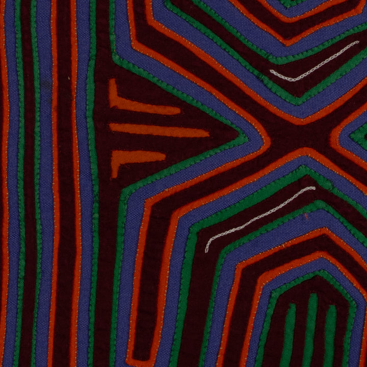 Traditional Burgundy Orange And Blue Dos XX Mola