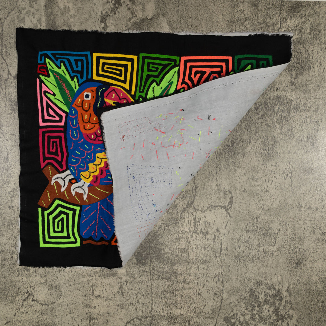 Fantasy Red Blue And Yellow Two Toucan Parrot Mola