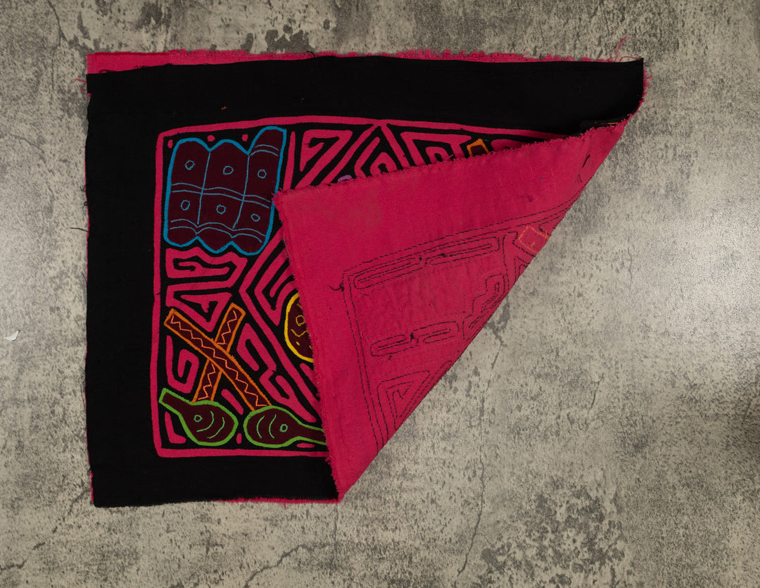 Traditional Pink And Black Musical Instrument Mola