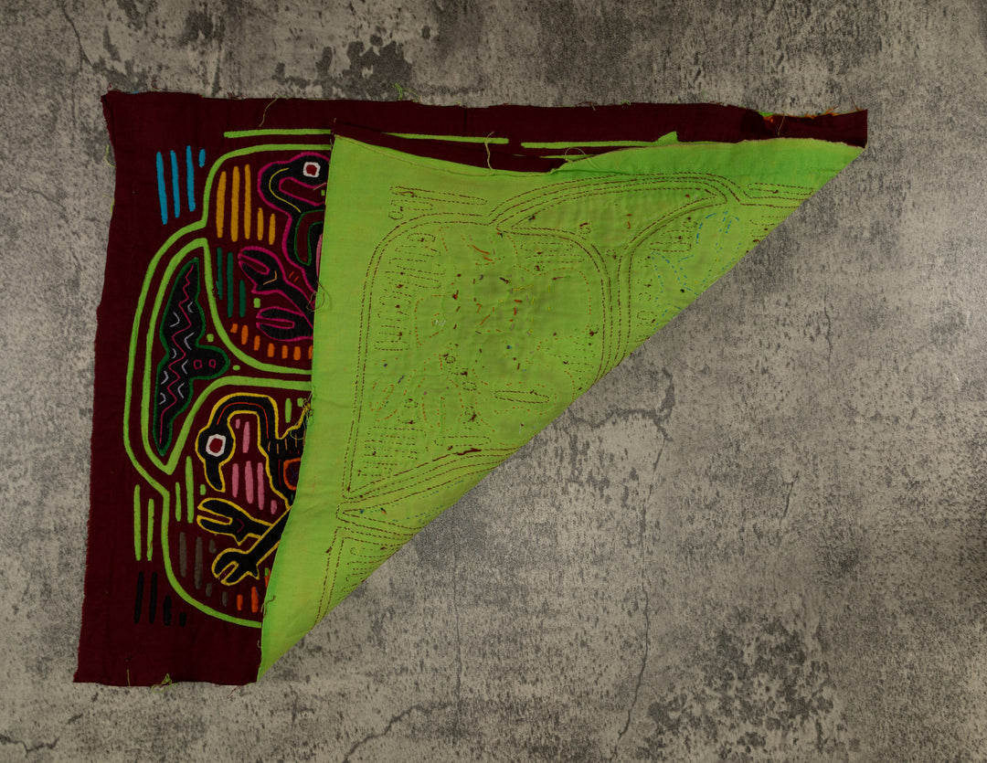 Traditional Burgundy And Green Dancing Goose Mola