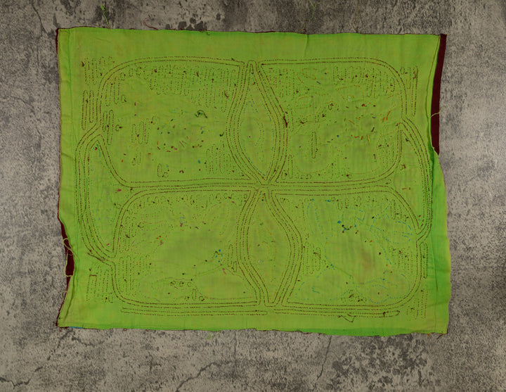 Traditional Burgundy And Green Dancing Goose Mola