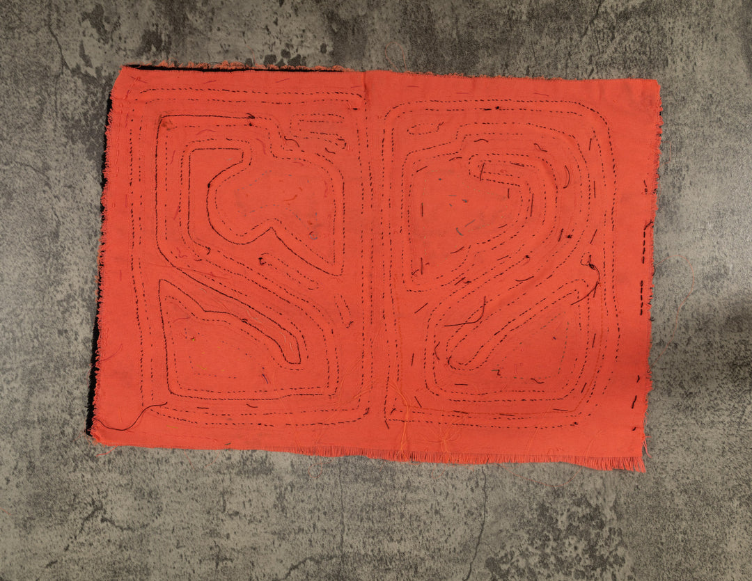 Vintage Orange And Black Autumn Leaf Mola