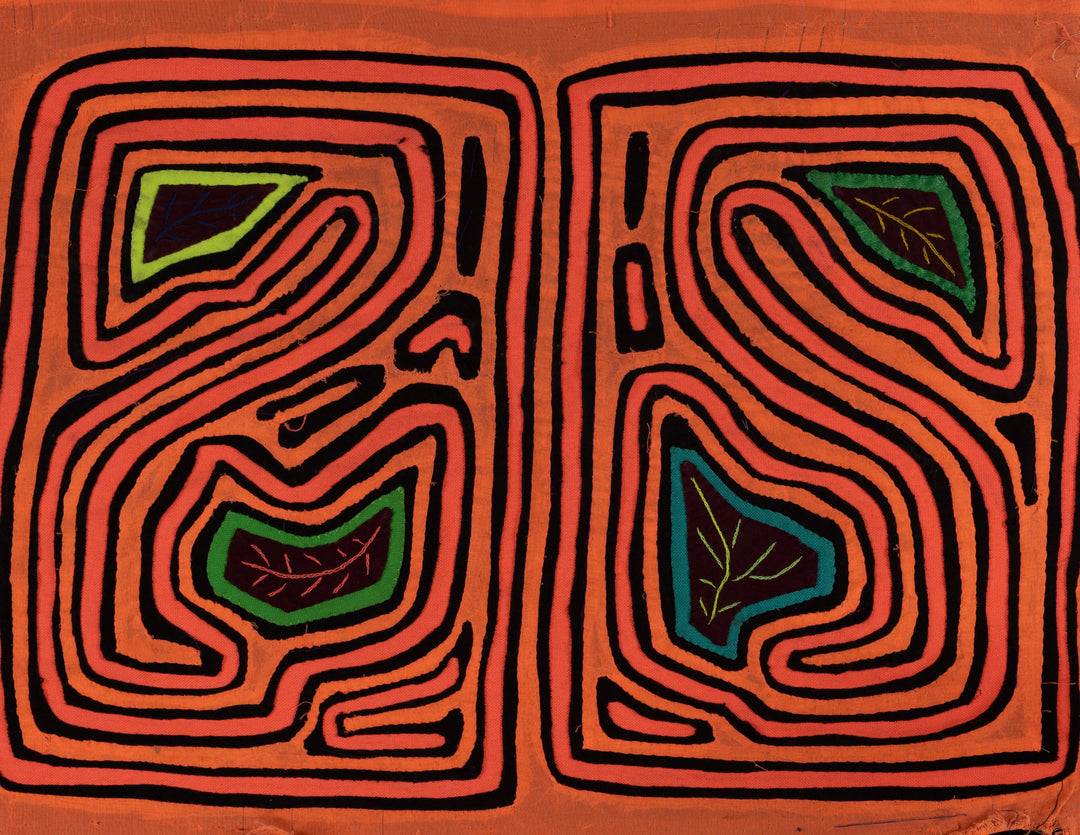 Vintage Orange And Black Autumn Leaves Mola