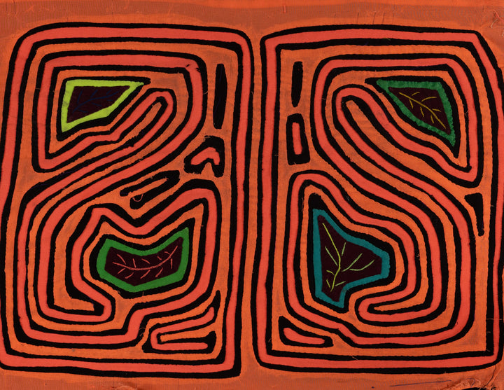 Vintage Orange And Black Autumn Leaves Mola