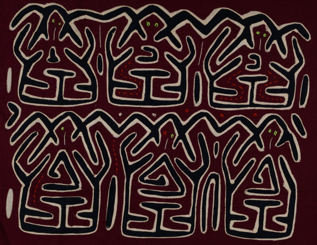 Burgundy White And Black Conga Dance Mola