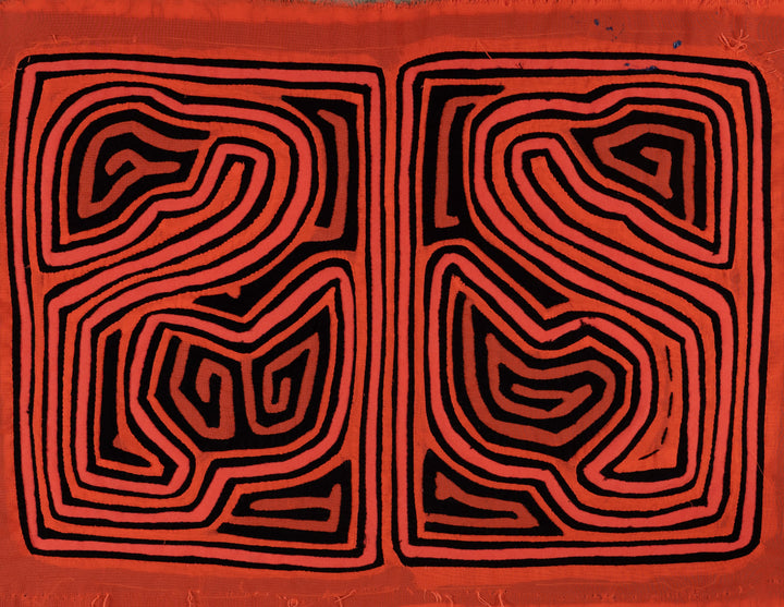 Classic Orange And Black Traditional Design Mola