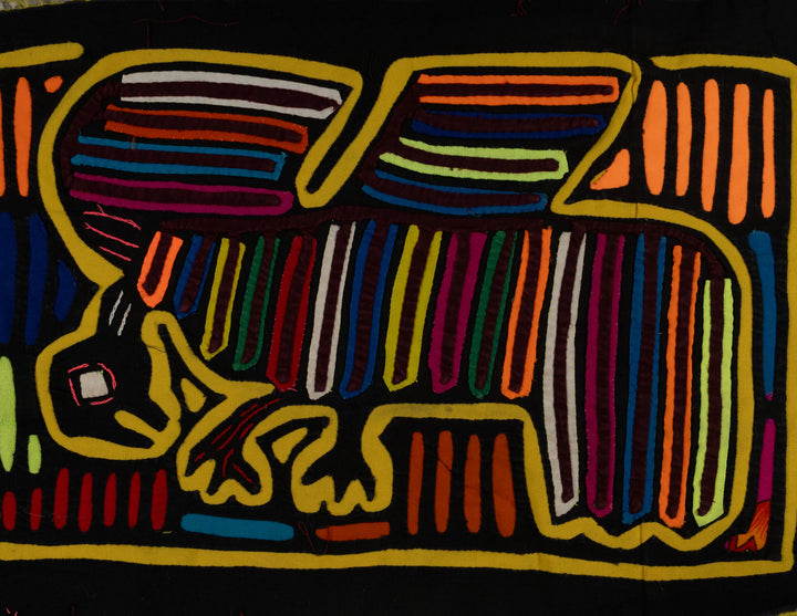 Traditional Rainbow Color Bird In Flight Mola