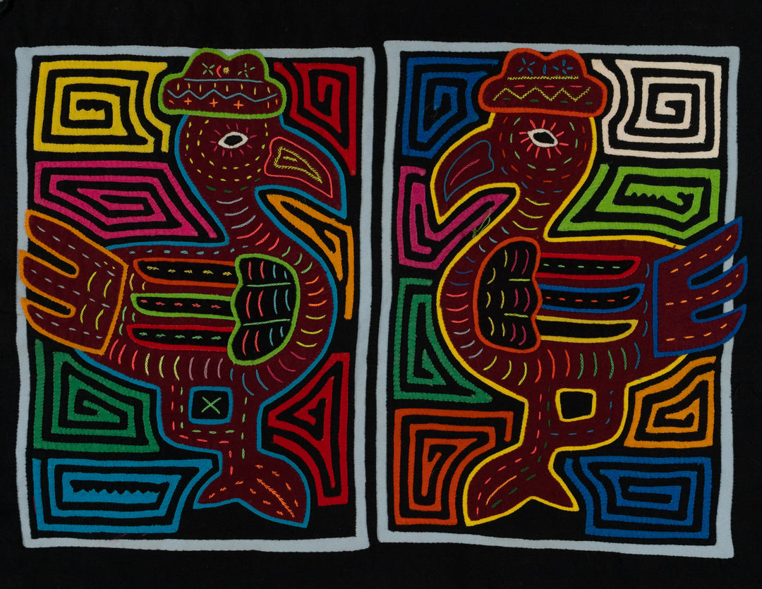 Traditional Black Blue And Red Barnyard Leader Mola