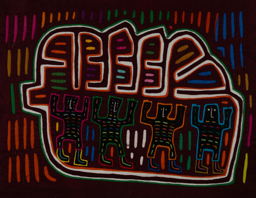 Classic Burgundy And White Boat People Mola