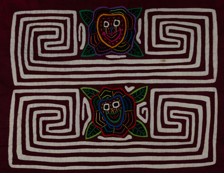 Traditional Burgundy And White Smiley Face Flower Mola