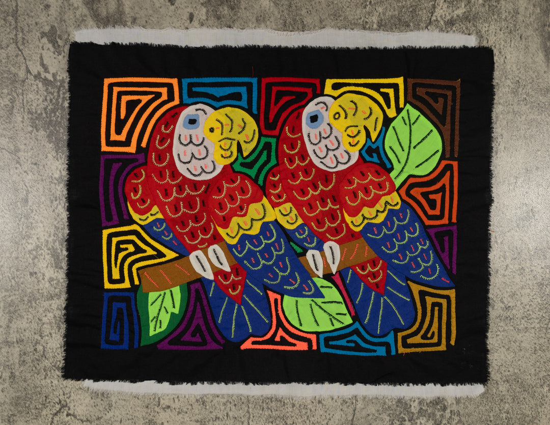 Fantasy Red Blue And Yellow Two Parrot Mola