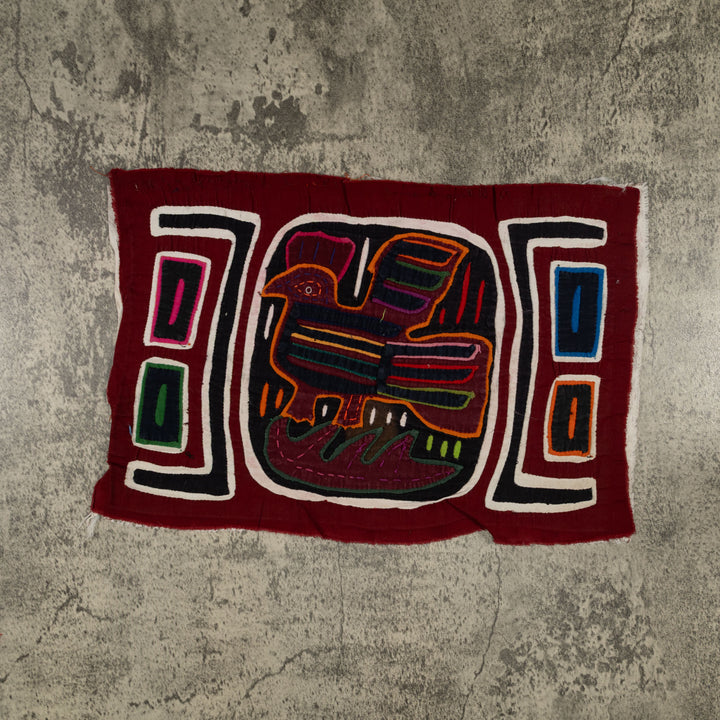 Traditional Burgundy Black And White Bird Mola