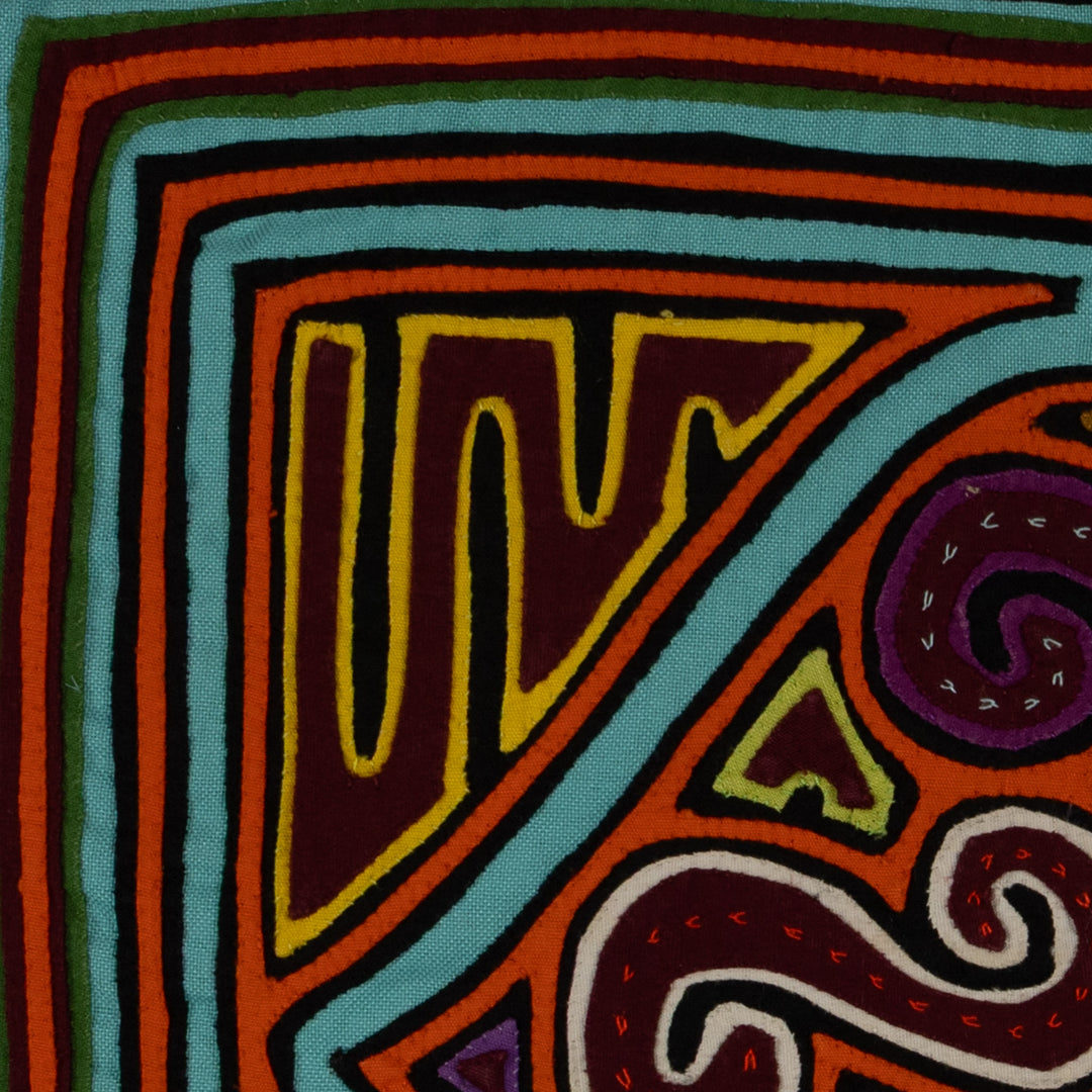 Traditional Orange And Turquoise Jingle Bell Mola