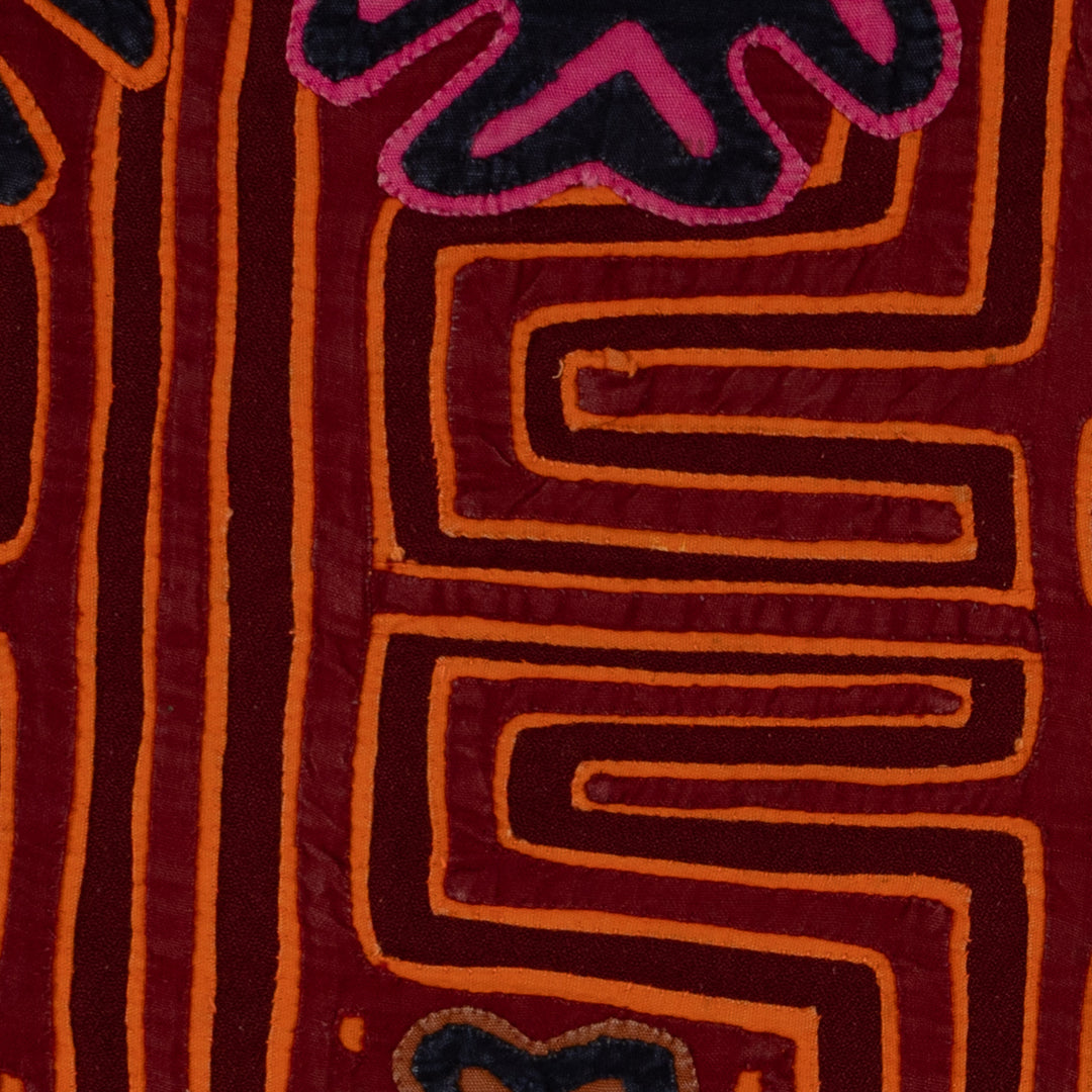 Traditional Burgundy And Orange Stars Galore Mola