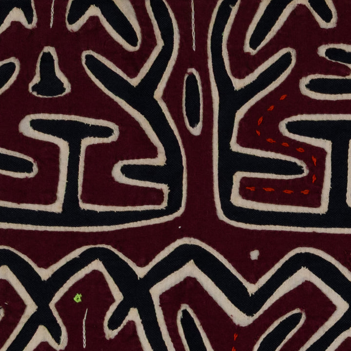 Burgundy White And Black Conga Dance Mola