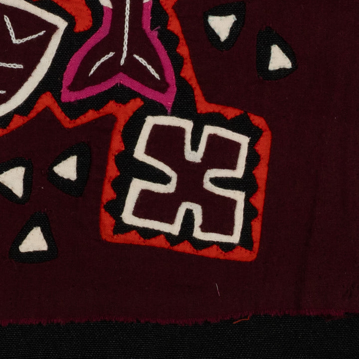 Traditional Three Duck Red White And Maroon Mola